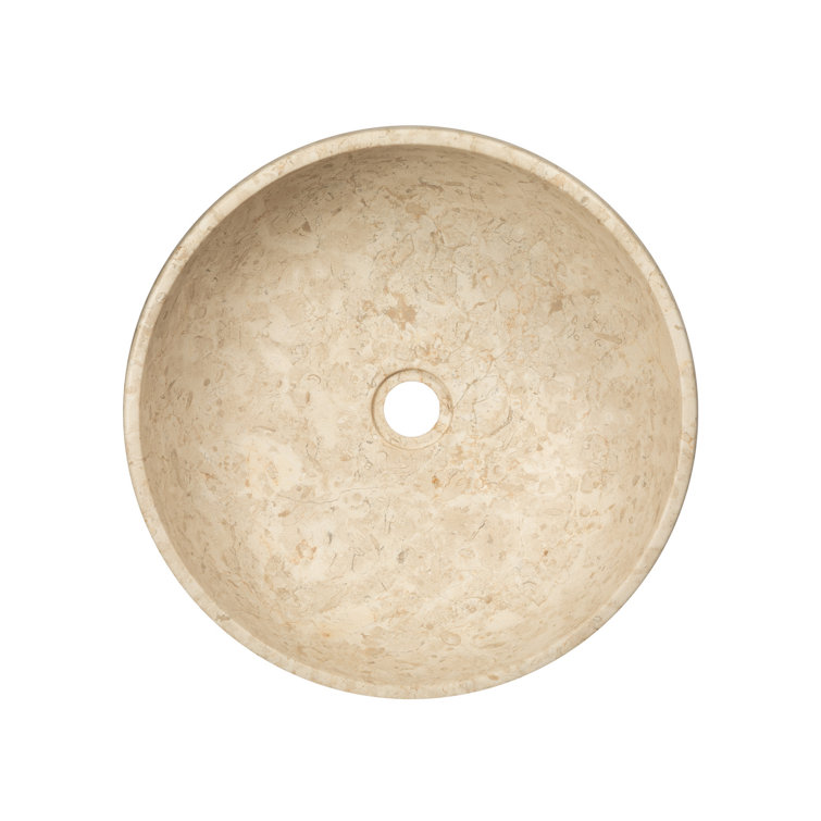 Eden Beige Marble 17'' Round Vessel Sink with Hammered Exterior