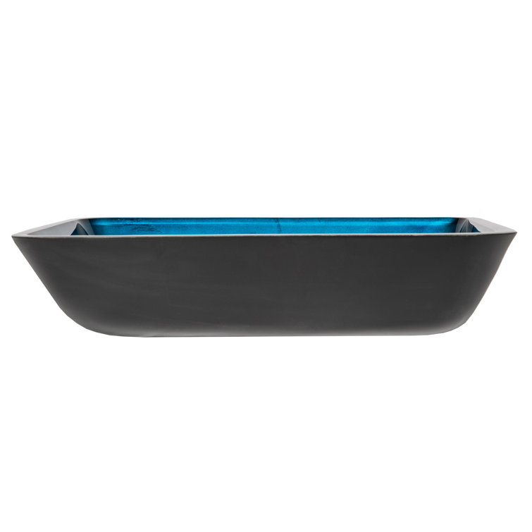 18.25'' Turquoise and Black Glass Rectangular Vessel Sink