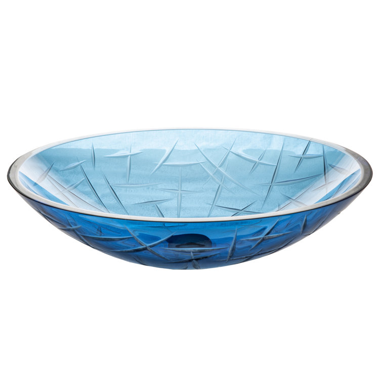 19.75'' Blue Crystal Glass Oval Vessel Sink