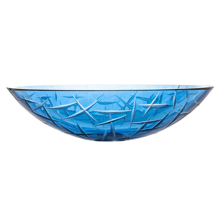 19.75'' Blue Crystal Glass Oval Vessel Sink