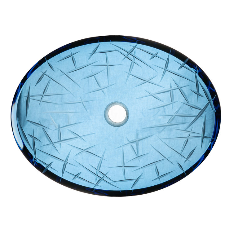 19.75'' Blue Crystal Glass Oval Vessel Sink