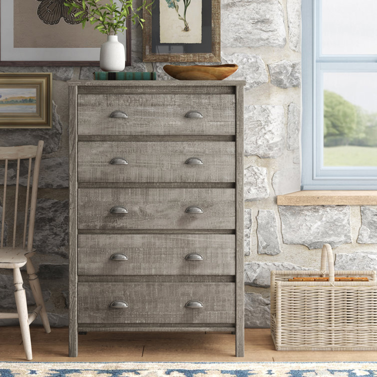Rustic Gray Farmhouse 5-Drawer Extra Deep Dresser