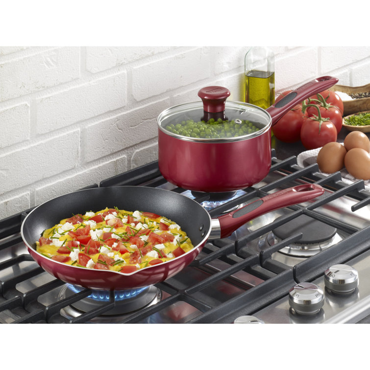 14-Piece Red and Black Aluminum Nonstick Cookware Set