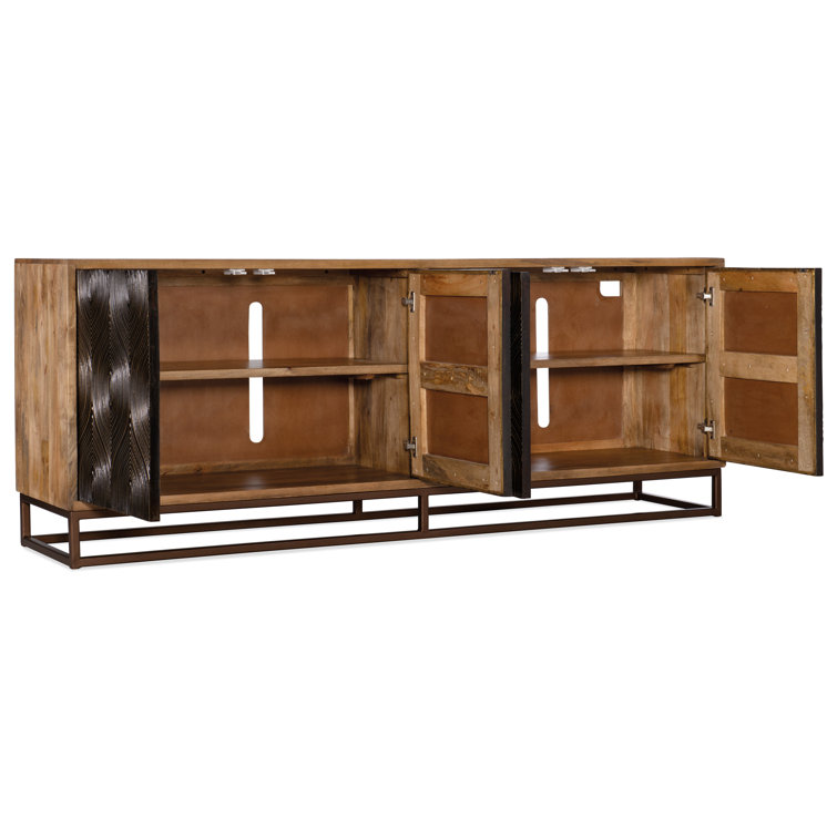 Transitional Beige and Brown Mango Wood Entertainment Console