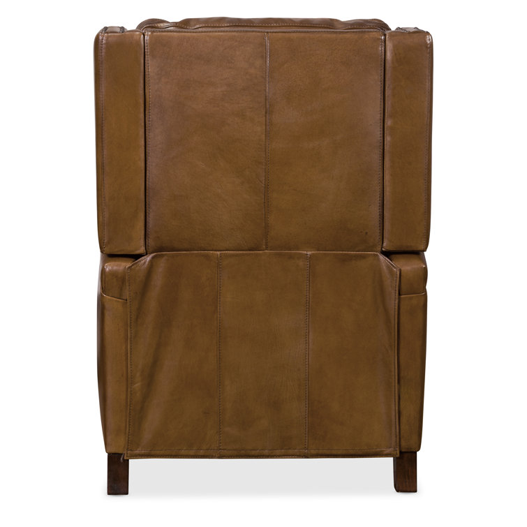Checkmate Pawn Full Recline Brown Leather & Dark Wood Recliner