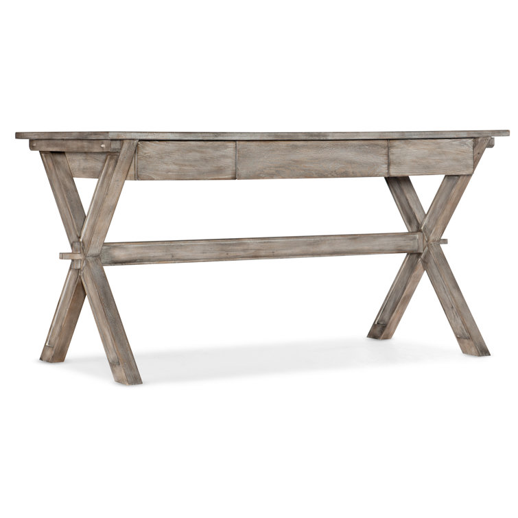 Transitional Gray 60'' Oak Veneer Home Office Desk with Drawer