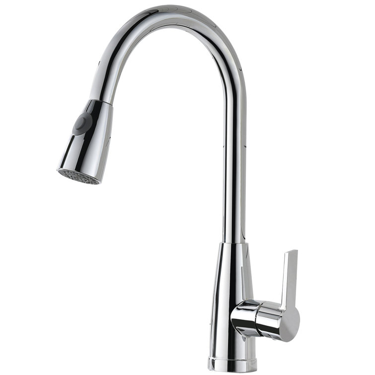 Chrome Single Handle Pull-down Kitchen Faucet with Pull-out Spray