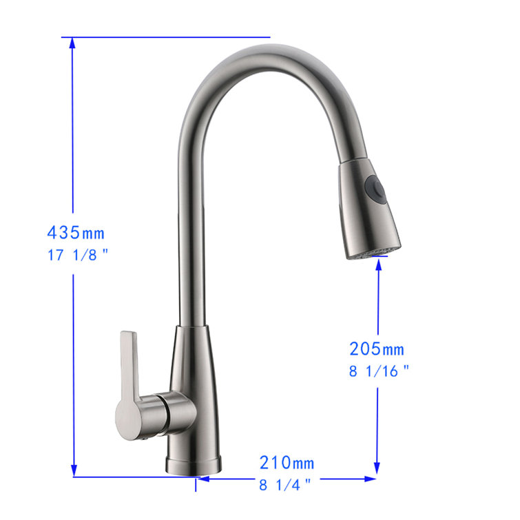 Chrome Single Handle Pull-down Kitchen Faucet with Pull-out Spray