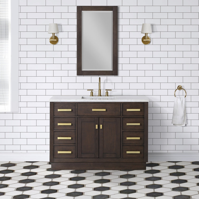 Chestnut 48" Brown Pine Vanity with White Ceramic Sink