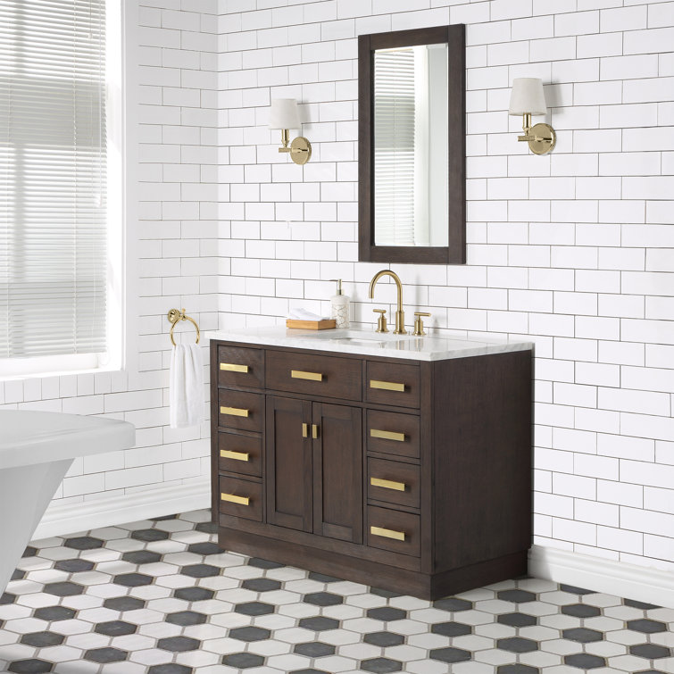 Chestnut 48" Brown Pine Vanity with White Ceramic Sink
