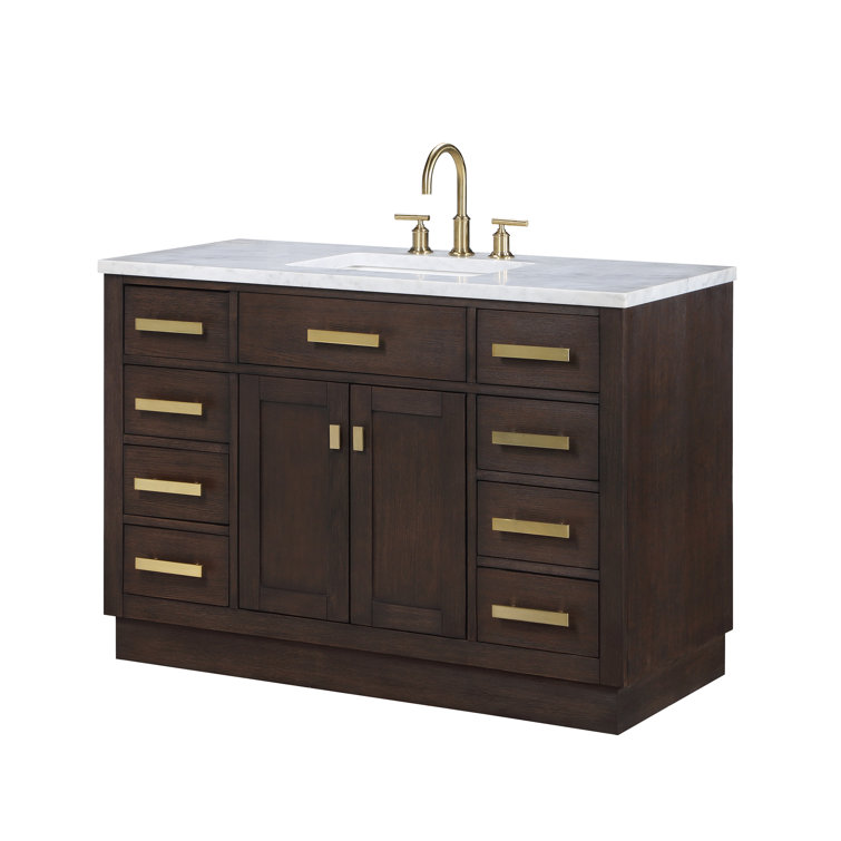 Chestnut 48" Brown Pine Vanity with White Ceramic Sink