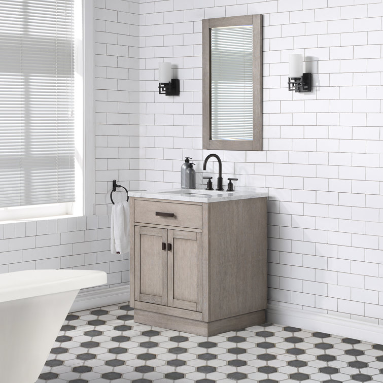 Chestnut 30'' Grey Oak Single Sink Bathroom Vanity with Bronze Hardware