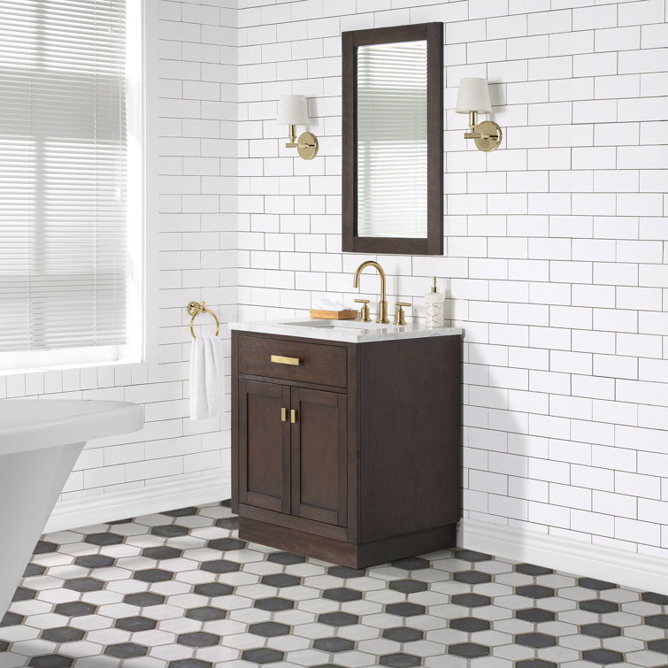 Chestnut Brown Oak Single Bathroom Vanity with Ceramic Sink