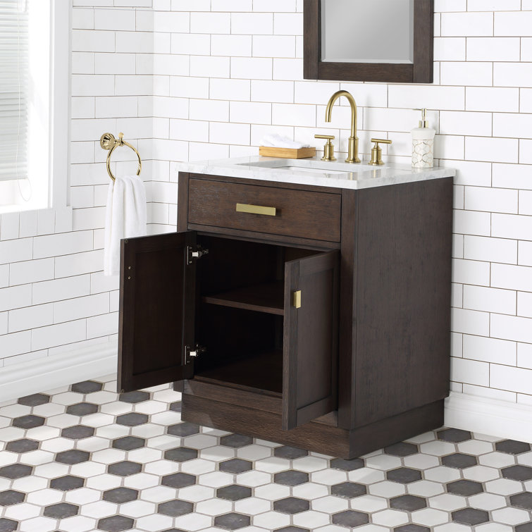 Chestnut Brown Oak Single Bathroom Vanity with Ceramic Sink