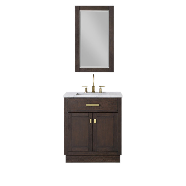 Chestnut Brown Oak Single Bathroom Vanity with Ceramic Sink
