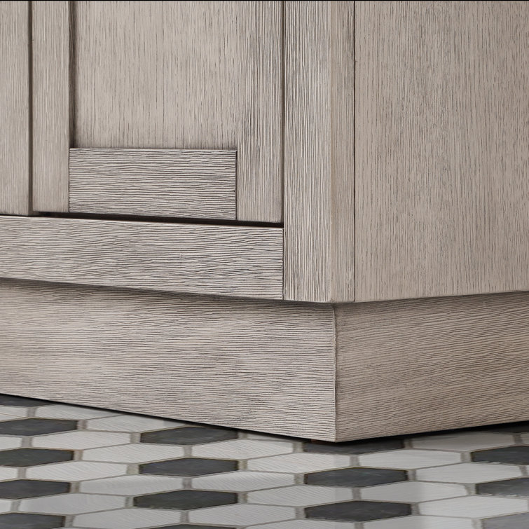 Gray Double Freestanding Bathroom Vanity with Marble Top