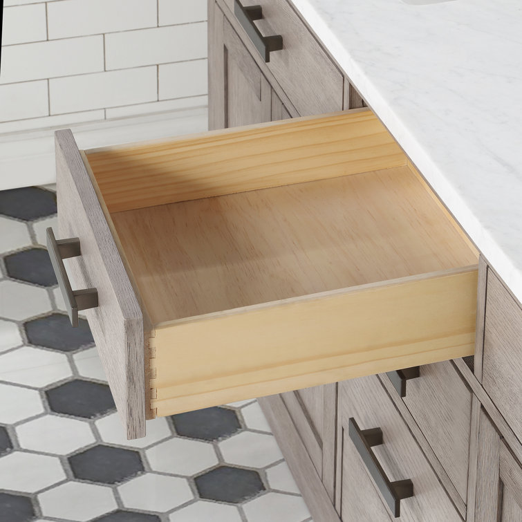 Gray Double Freestanding Bathroom Vanity with Marble Top