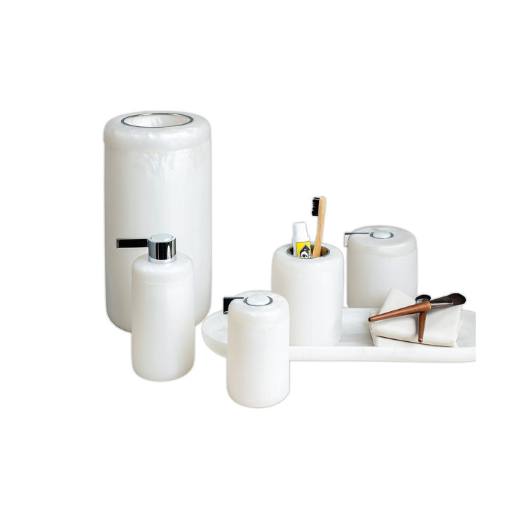 White Resin Freestanding Toothbrush Holder