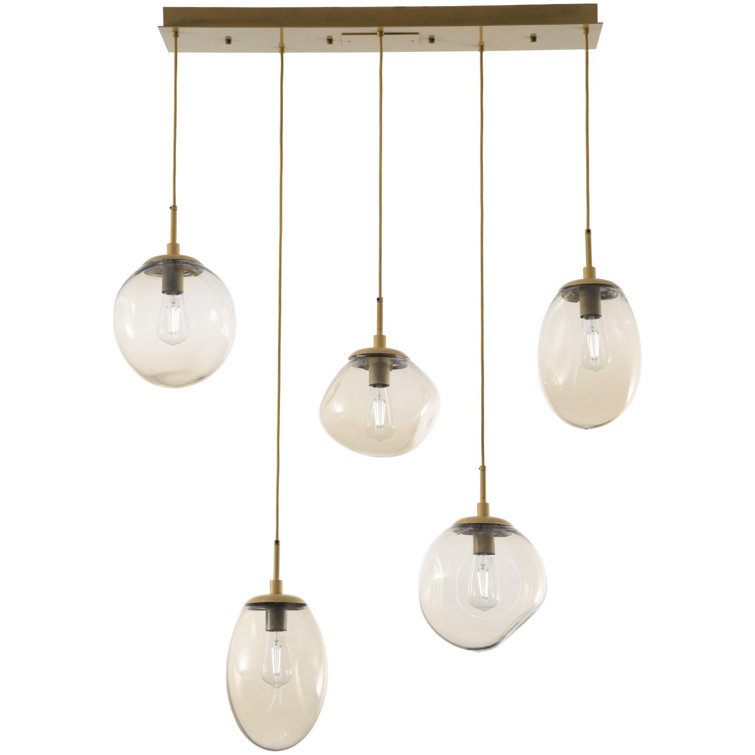 Cosmos 5-Light Matte Black and Gilded Brass Island Pendant