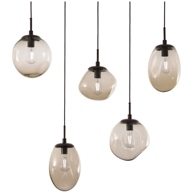 Cosmos Bronze 5-Light Matte Black Kitchen Island Pendant