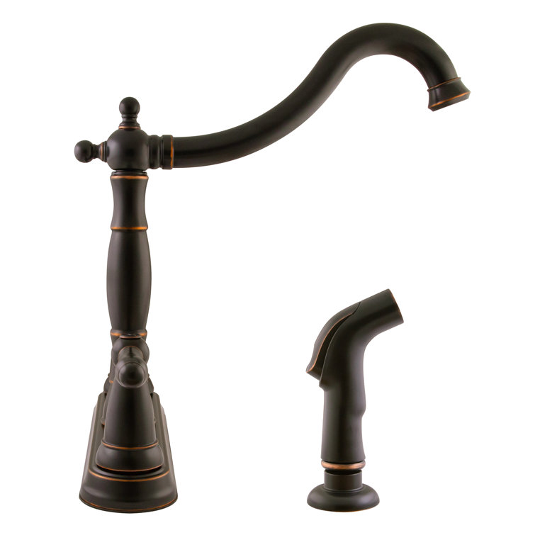 Oil Rubbed Bronze Double Handle Kitchen Faucet with Side Sprayer