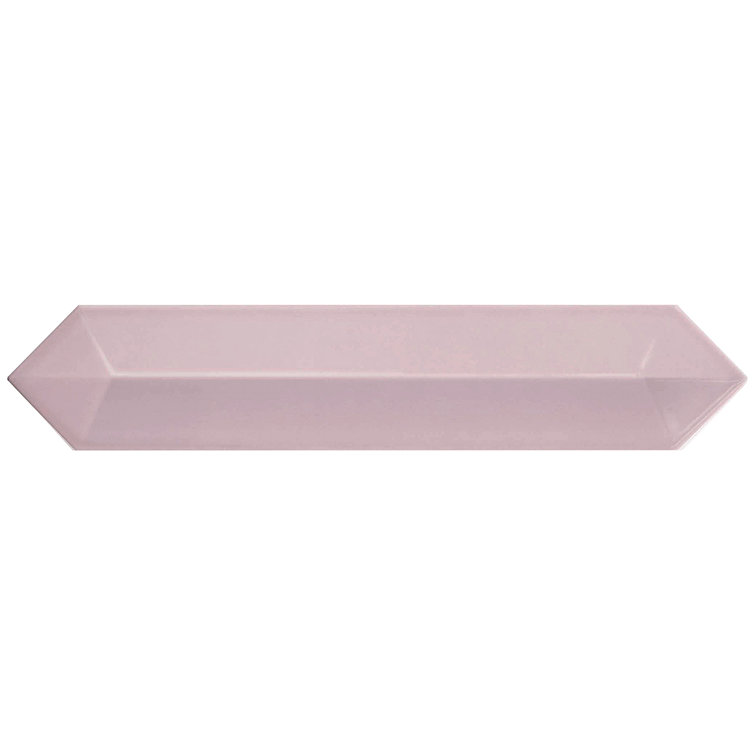 Pink Elongated Hexagonal Ceramic Wall Tile, 3x13 inches