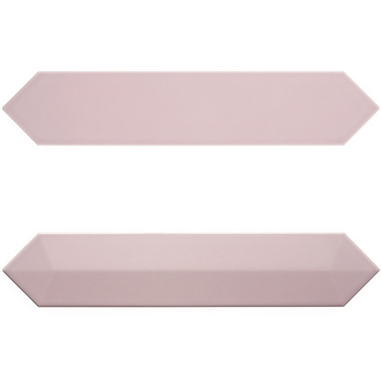 Pink Elongated Hexagonal Ceramic Wall Tile, 3x13 inches