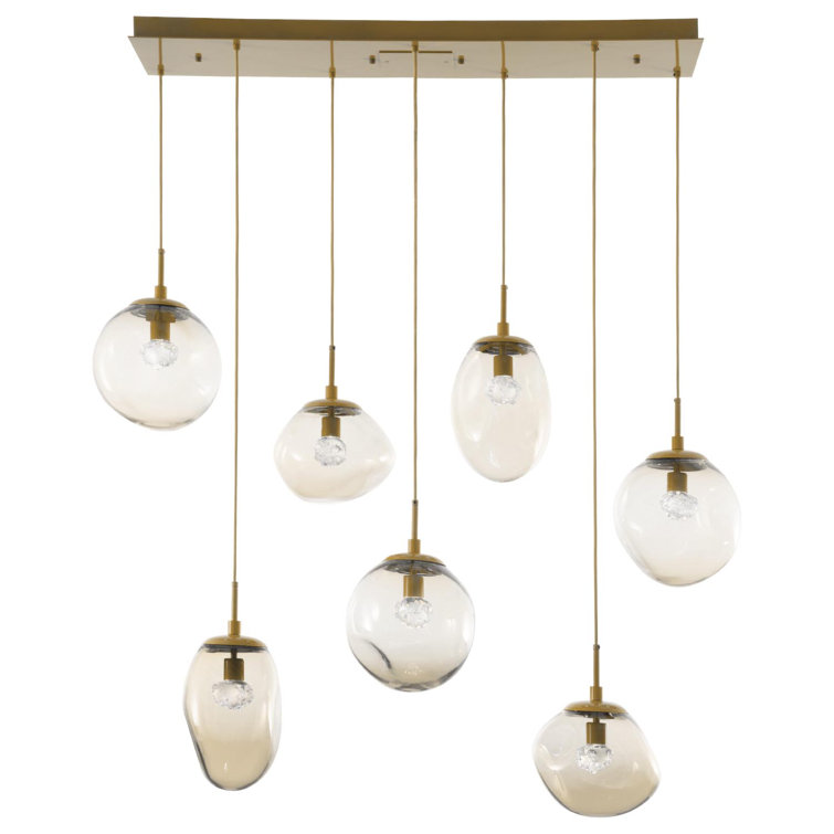 Nebula Matte Black and Brass 5-Light LED Glass Pendant