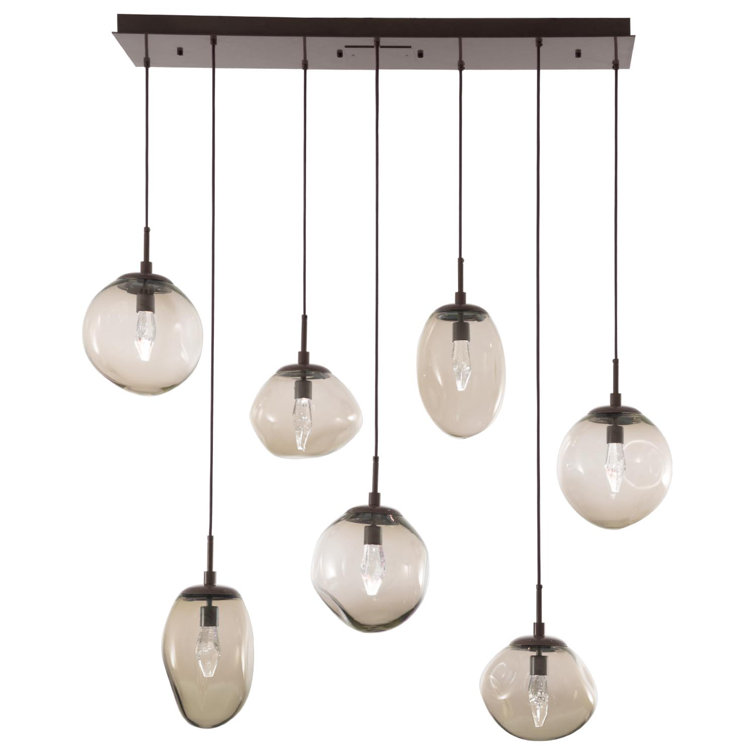 Nebula Matte Black and Brass 5-Light LED Glass Pendant