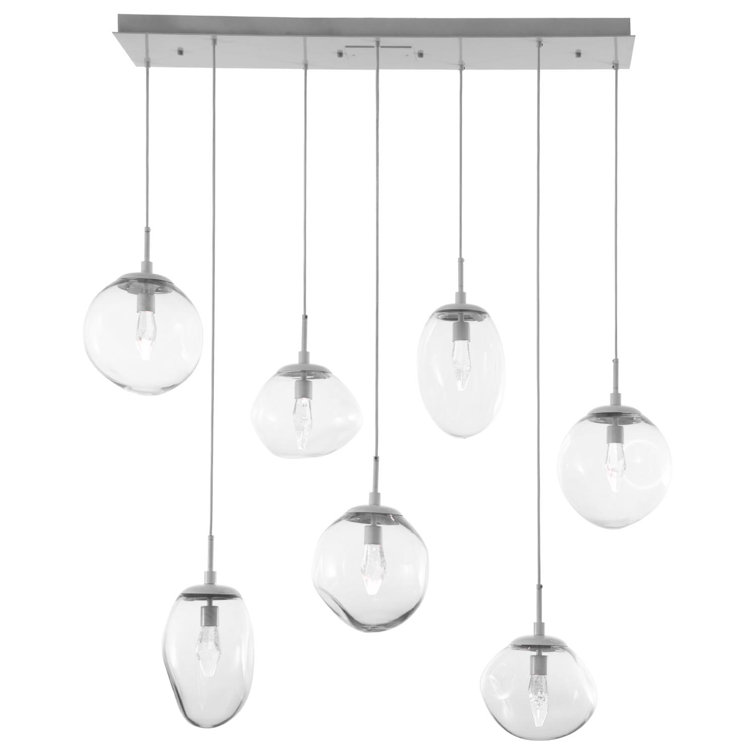 Nebula Matte Black and Brass 5-Light LED Glass Pendant
