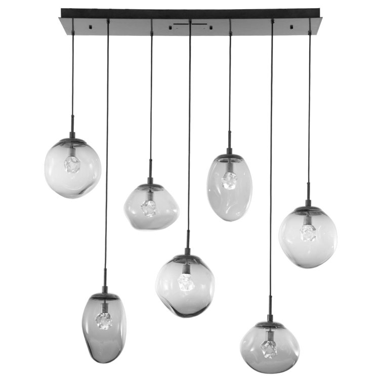Nebula Matte Black and Brass 5-Light LED Glass Pendant