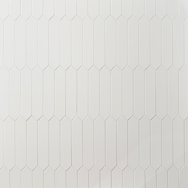 Lane 2.6" x 13" White Polished Ceramic Hexagonal Wall Tile
