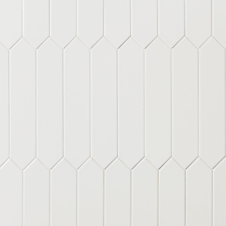 Lane 2.6" x 13" White Polished Ceramic Hexagonal Wall Tile
