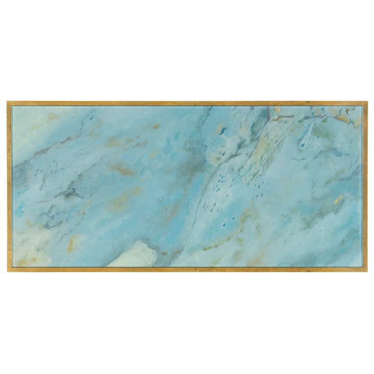 Sorrell Transitional Blue 5-Drawer Chest with Goldleaf Frame
