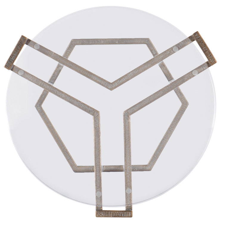 Transitional Gold Stone & Metal Round End Table