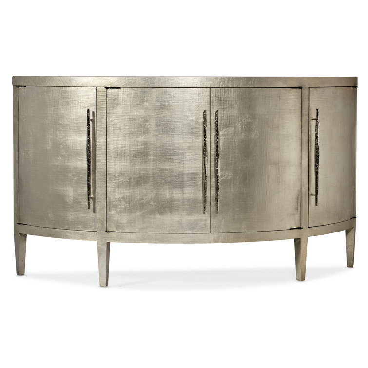 Champagne Silver Leaf Halfmoon Maple Veneer Sideboard