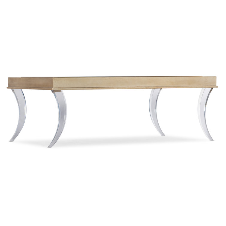 Rectangular Gold Glass Top Coffee Table with Storage