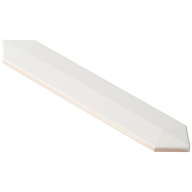 White Polished Ceramic Hexagonal Wall Tile, 3x13 inches