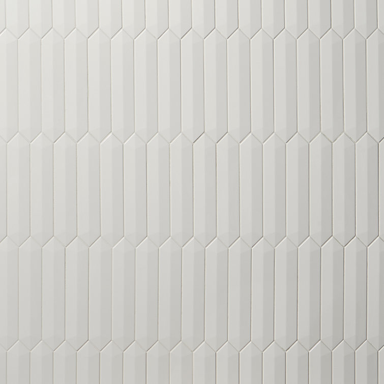 White Polished Ceramic Hexagonal Wall Tile, 3x13 inches