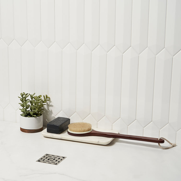 White Polished Ceramic Hexagonal Wall Tile, 3x13 inches