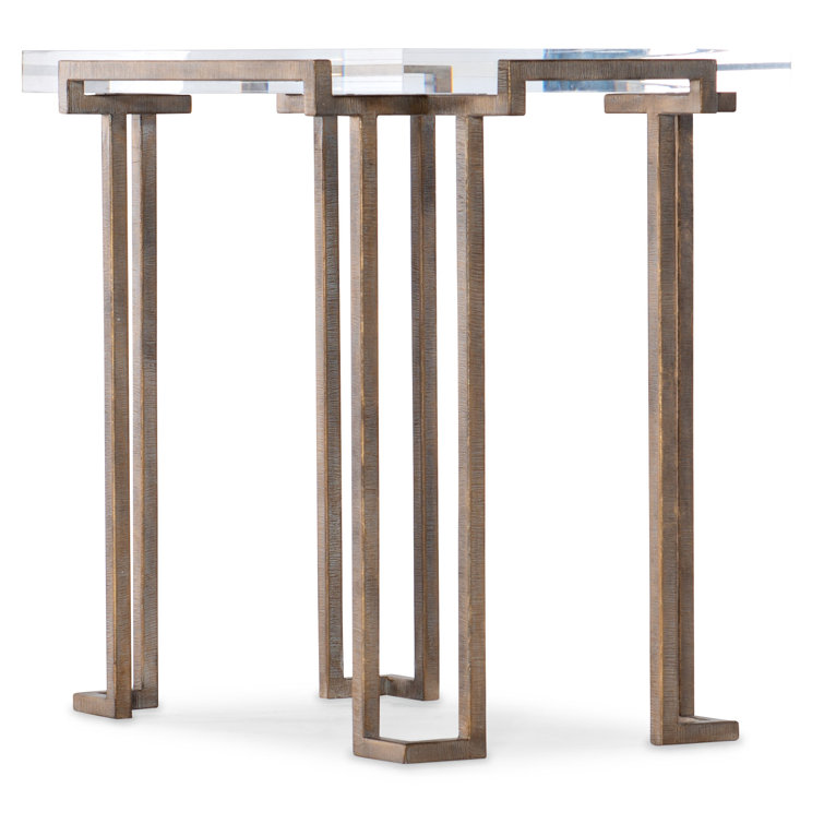 Gold Rectangular Metal and Glass End Table
