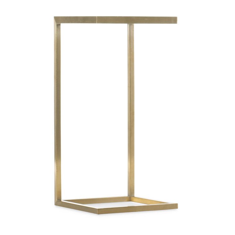 Gold Glass Top C-Shaped Accent Table
