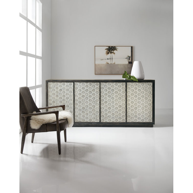 Greystone Elegance 90'' Carved Four-Door Sideboard in Gray/Brown