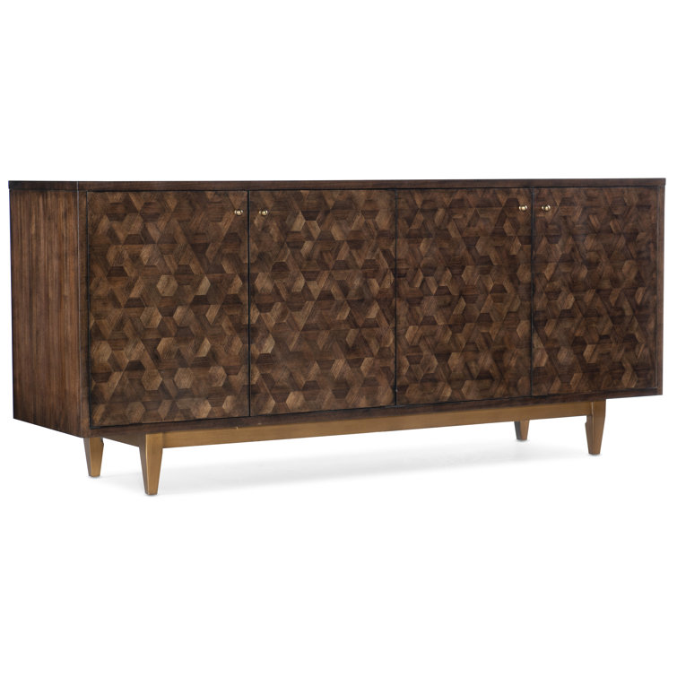 78.25'' Gold and Brown Walnut Veneer Sideboard