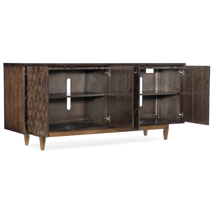 78.25'' Gold and Brown Walnut Veneer Sideboard