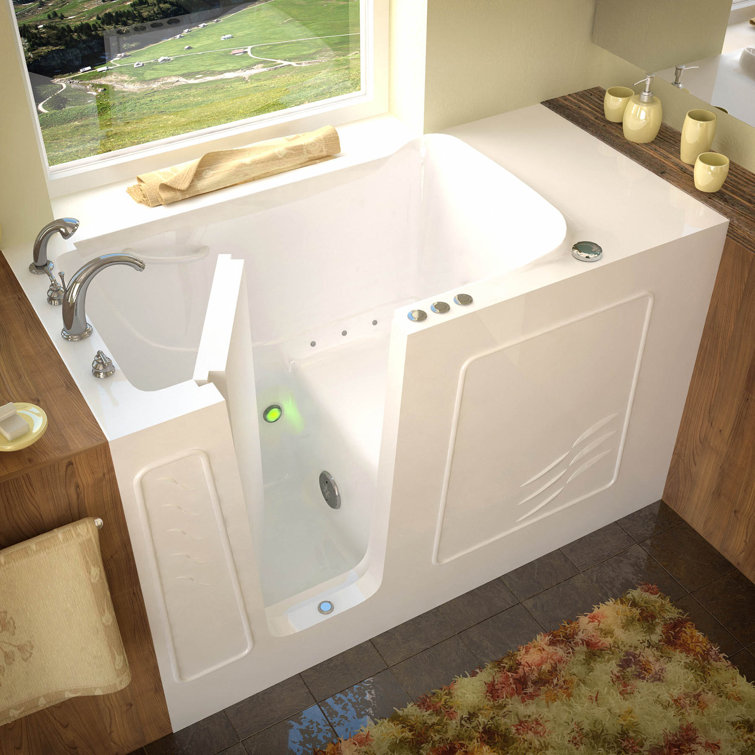 Tucson 60'' x 30'' White Fiberglass Walk-in Air Bathtub with Faucet