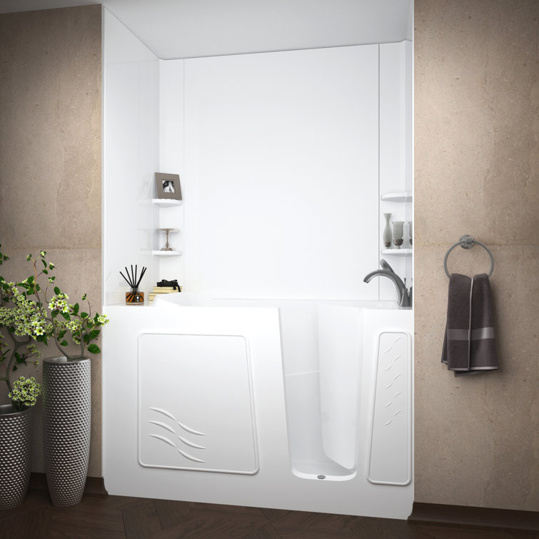Rampart 60'' White Fiberglass Walk-In Whirlpool Bathtub