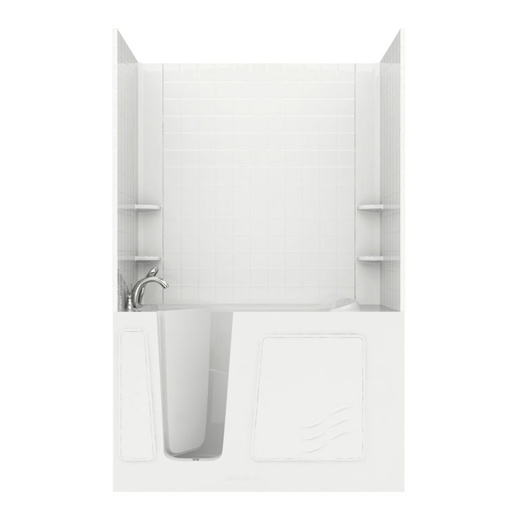 Tucson 60'' x 30'' White Fiberglass Walk-in Air Bathtub with Faucet