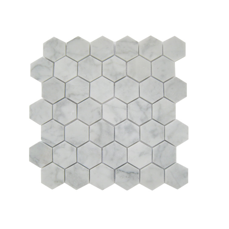 Apollo Harbor 12" White Marble Hexagon Mosaic Tile