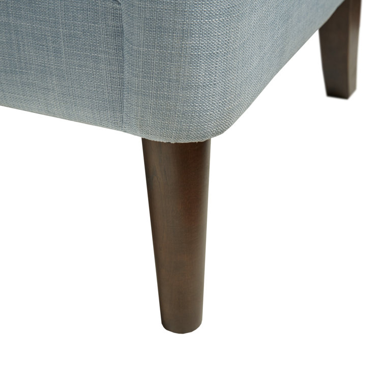 Dusty Blue Serpentine Wood Accent Chair with Tufted Back
